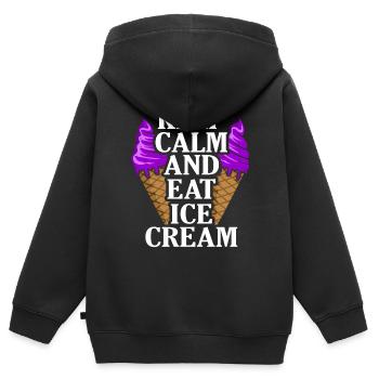 Eiscreme - Kinder Premium Organic Zip Hoodie - Schwarz - Hinten - AI Model Kid Male (0cm)