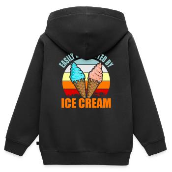 Crème glacée - Sweat Premium à capuche zippé enfant bio - noir - Dos - AI Model Kid Male (0cm)