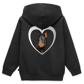 Dobermann - Chien Doberman - Sweat Premium à capuche zippé enfant bio - noir - Dos - AI Model Kid Male (0cm)