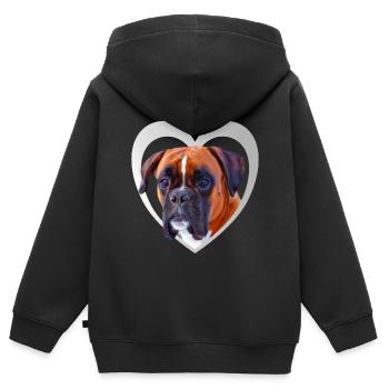 I Love my Boxer - Boxer im Herz - Boxer Hund - Kinder Premium Organic Zip Hoodie - Schwarz - Hinten - AI Model Kid Male (0cm)