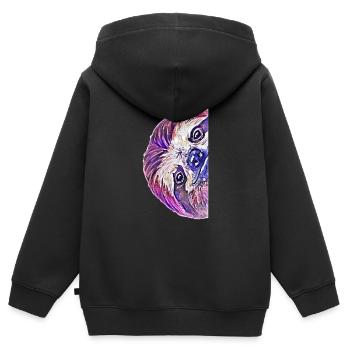 Paresseux - Sweat Premium à capuche zippé enfant bio - noir - Dos - AI Model Kid Male (0cm)