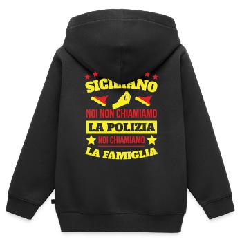 Sono Siciliano Noi Chiamiamo La Familglia Trinacri - Sweat Premium à capuche zippé enfant bio - noir - Dos - AI Model Kid Male (0cm)