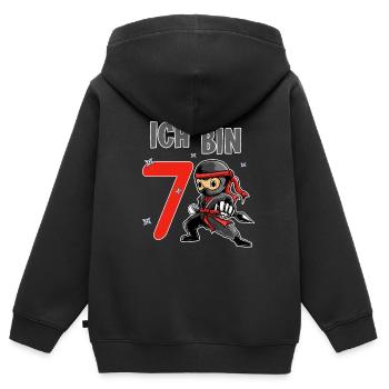 Ich bin 7 - Ninja Kinder Geburtstags Geschenk - Kinder Premium Organic Zip Hoodie - Schwarz - Hinten - AI Model Kid Male (0cm)