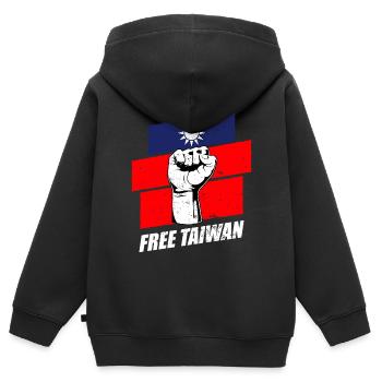 Free Taiwan - Sweat Premium à capuche zippé enfant bio - noir - Dos - AI Model Kid Male (0cm)