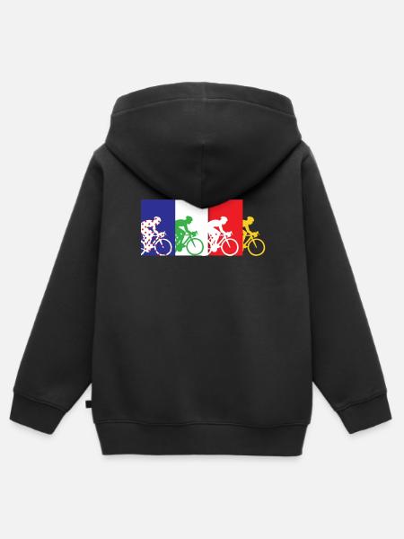 tour france, tour france tour france 2021, - Premium børne zip-hættetrøje økologisk - sort