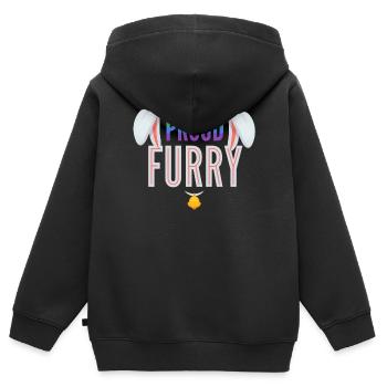 Furry, Furry Orgueil, furry fandom, - Sweat Premium à capuche zippé enfant bio - noir - Dos - AI Model Kid Male (0cm)