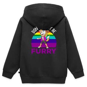 Furry, animaux à fourrure, chiens, - Sweat Premium à capuche zippé enfant bio - noir - Dos - AI Model Kid Male (0cm)