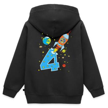 Rocket 4 years birthday children - Kids Premium Organic Zip-up Hoodie - black - Back - AI Model Kid Male (0cm)
