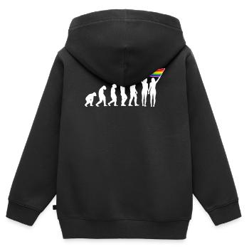 LGBTQ Evolution lesbienne pride lesbiennes drapeau - Sweat Premium à capuche zippé enfant bio - noir - Dos - AI Model Kid Male (0cm)