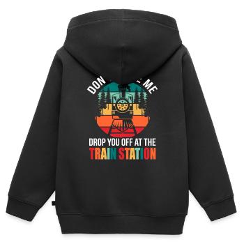 Train - Sweat Premium à capuche zippé enfant bio - noir - Dos - AI Model Kid Male (0cm)