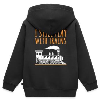 Train - Sweat Premium à capuche zippé enfant bio - noir - Dos - AI Model Kid Male (0cm)
