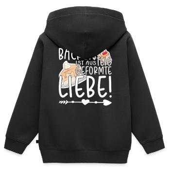 Backen ist aus Teig geformte Liebe, Bäcker - Kinder Premium Organic Zip Hoodie - Schwarz - Hinten - AI Model Kid Male (0cm)
