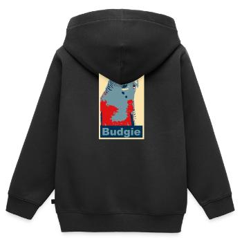 Perruche budgie image - Sweat Premium à capuche zippé enfant bio - noir - Dos - AI Model Kid Male (0cm)