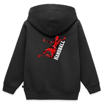 Handballer Kreisläufer Handballspieler Handball - Kinder Premium Organic Zip Hoodie - Schwarz - Hinten - AI Model Kid Male (0cm)