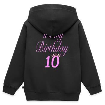 10ème anniversaire idée cadeau T-shirt fille - Sweat Premium à capuche zippé enfant bio - noir - Dos - AI Model Kid Male (0cm)