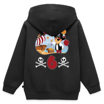 6 years pirate children's birthday child gift - Kids Premium Organic Zip-up Hoodie - black - Back - AI Model Kid Male (0cm)