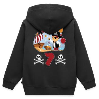 7 Jahre Pirat Kindergeburtstag Kinder Fun Geschenk - Kinder Premium Organic Zip Hoodie - Schwarz - Hinten - AI Model Kid Male (0cm)
