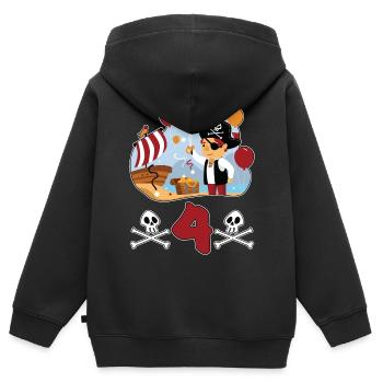 4 ans Fun Anniversaire d’enfant Fun - Sweat Premium à capuche zippé enfant bio - noir - Dos - AI Model Kid Male (0cm)