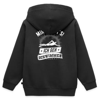 Mir Reicht's Ich Geh Schwimmen, Schwimmsport - Kinder Premium Organic Zip Hoodie - Schwarz - Hinten - AI Model Kid Male (0cm)