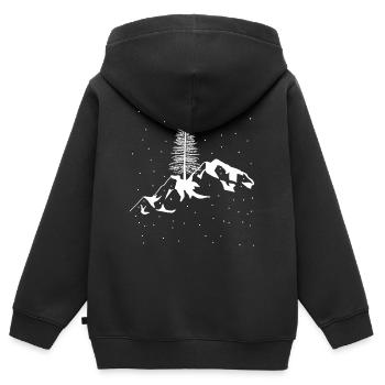 Berg Gebirge Schnee Schneefall Winter Xmas Gipfel - Kinder Premium Organic Zip Hoodie - Schwarz - Hinten - AI Model Kid Male (0cm)