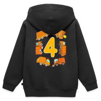 Voiture poubelle Enfants 4 ans Collecte des ordures 4 ans - Sweat Premium à capuche zippé enfant bio - noir - Dos - AI Model Kid Male (0cm)