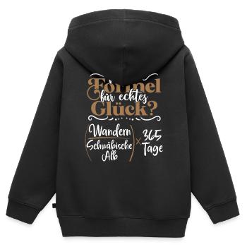 Echtes Glück - Wandern durch die Schwäbische Alb - Kinder Premium Organic Zip Hoodie - Schwarz - Hinten - AI Model Kid Male (0cm)