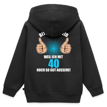 Bitte Kein Neid 40. Geburtstag 40 Jahre - Kinder Premium Organic Zip Hoodie - Schwarz - Hinten - AI Model Kid Male (0cm)