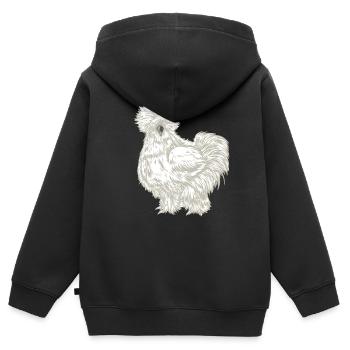 Seidenhuhn Zeichnung - Kinder Premium Organic Zip Hoodie - Schwarz - Hinten - AI Model Kid Male (0cm)