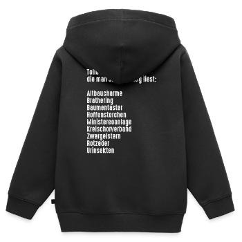 Deutsch Deutschlehrer Sprache Geburtstag Geschenk - Kinder Premium Organic Zip Hoodie - Schwarz - Hinten - AI Model Kid Male (0cm)