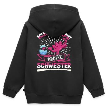 Ich werde Große Schwester Geschenk Dino - Kinder Premium Organic Zip Hoodie - Schwarz - Hinten - AI Model Kid Male (0cm)