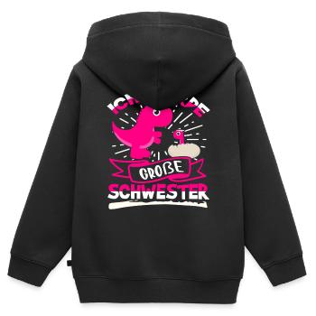 Ich werde Große Schwester Dino Motiv - Kinder Premium Organic Zip Hoodie - Schwarz - Hinten - AI Model Kid Male (0cm)