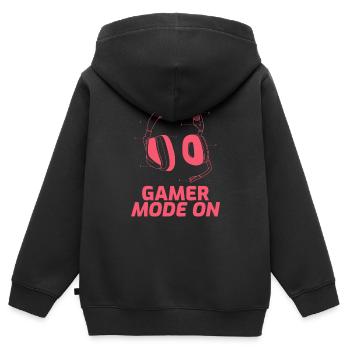 gamer mode on gamecke modus headset teams nerds geek - Kids Premium Organic Zip-up Hoodie - black - Back - AI Model Kid Male (0cm)