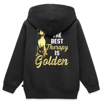 Golden Retriever - Kinder Premium Organic Zip Hoodie - Schwarz - Hinten - AI Model Kid Male (0cm)