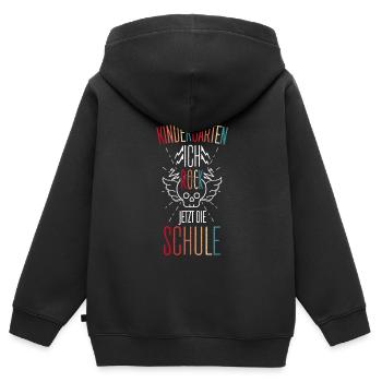 Ich Rocke die Schule Schulkind Schädel Einschulung - Kinder Premium Organic Zip Hoodie - Schwarz - Hinten - AI Model Kid Male (0cm)