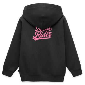 Cyclomoteur mobylette Mobylette Drôle - Sweat Premium à capuche zippé enfant bio - noir - Dos - AI Model Kid Male (0cm)