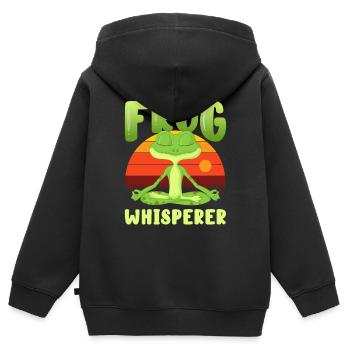 frog, frog frogs, frog emoticon, - Kids Premium Organic Zip-up Hoodie - black - Back - AI Model Kid Male (0cm)