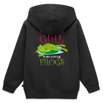 frog, frog frog lover, frog mom, - Kids Premium Organic Zip-up Hoodie - black - Back - AI Model Kid Male (0cm)