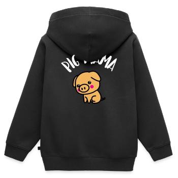 Pig Mama - Kinder Premium Organic Zip Hoodie - Schwarz - Hinten - AI Model Kid Male (0cm)