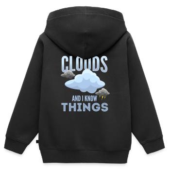 Météo, Météo Chasseurs de tempête, Storm - Sweat Premium à capuche zippé enfant bio - noir - Dos - AI Model Kid Male (0cm)