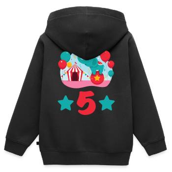 5 years elephant circus children's birthday gift - Kids Premium Organic Zip-up Hoodie - black - Back - AI Model Kid Male (0cm)