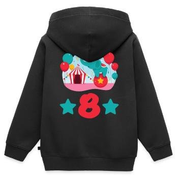 8 years elephant circus children's birthday gift - Kids Premium Organic Zip-up Hoodie - black - Back - AI Model Kid Male (0cm)