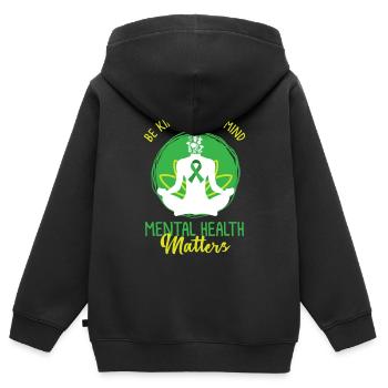 Psychische Gesundheit, Psychische Gesundheit Grüne - Kinder Premium Organic Zip Hoodie - Schwarz - Hinten - AI Model Kid Male (0cm)