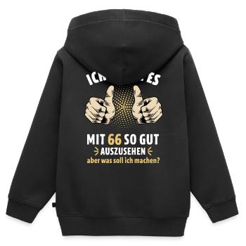 Ich hasse es mit 66 so gut auszusehen Geburtstag - Kinder Premium Organic Zip Hoodie - Schwarz - Hinten - AI Model Kid Male (0cm)