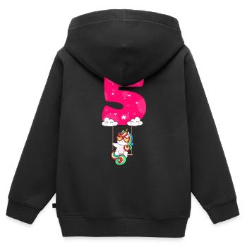 5. Geburtstag 5 Jahre Mädchen Schaukel Einhorn - Kinder Premium Organic Zip Hoodie - Schwarz - Hinten - AI Model Kid Male (0cm)