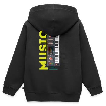 Beatmaker, Beatmaker synthesizer, 80er Jahre Stil, - Kinder Premium Organic Zip Hoodie - Schwarz - Hinten - AI Model Kid Male (0cm)