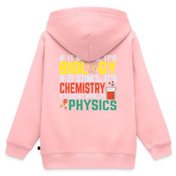 Biology Chemistry Physics - Kinder Premium Organic Zip Hoodie - Rosa - Hinten - AI Model Kid Female (0cm)
