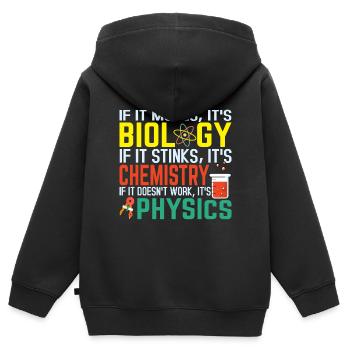 Biology Chemistry Physics - Kinder Premium Organic Zip Hoodie - Schwarz - Hinten - AI Model Kid Male (0cm)