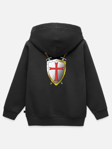 Templar Shield and Swords - Knights Templar - Kids Premium Organic Zip-up Hoodie - black