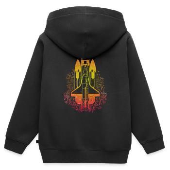 Navette spatiale vaisseau spatial - Sweat Premium à capuche zippé enfant bio - noir - Dos - AI Model Kid Male (0cm)