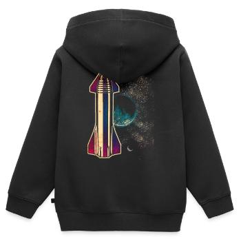 Starship Rakete Raumschiff - Kinder Premium Organic Zip Hoodie - Schwarz - Hinten - AI Model Kid Male (0cm)